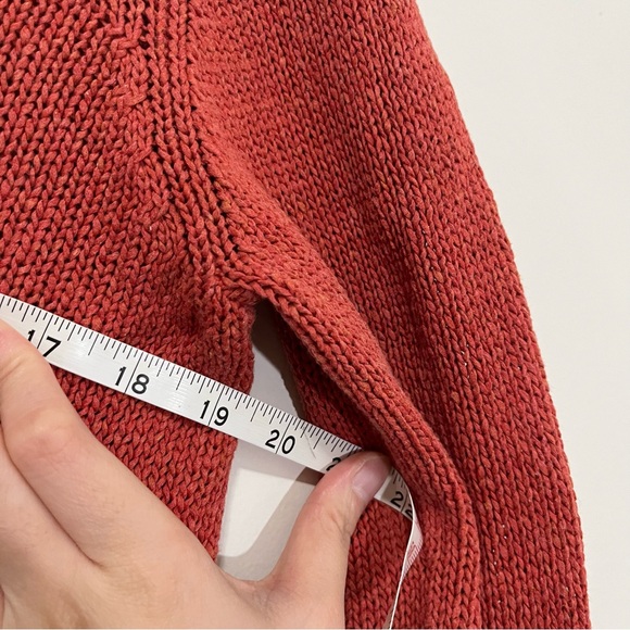 Eileen Fisher Women's Open Knit Sweater Sz L Rust Red Orange Linen Blend V-neck - Picture 15 of 16